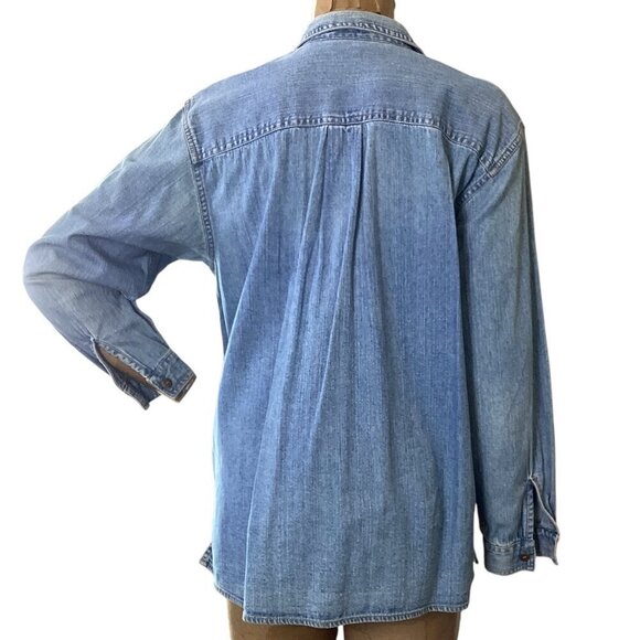 Liz Claiborne Blue Denim Chambray Button Down Shirt Sz PM #253L - Picture 5 of 8